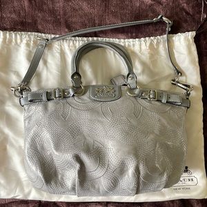 Coach, Madison, Sophia, stitched leather gray Maggie bag, 18624